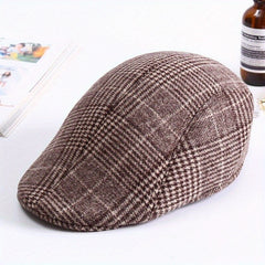 Men's Retro Cap Plaid Hat for Autumn and Winter