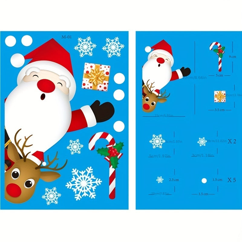 8pcs Christmas Glass Window Stickers Removable Static Stickers