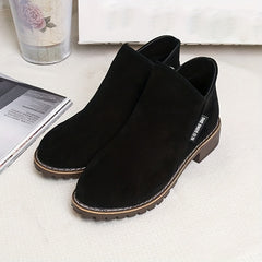 Women's Chunky Heeled Ankle Boots Solid Side Zipper Shoes Low Heel Short Boots
