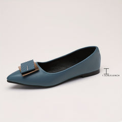 Women's Pointed Toe Flat Shoes with Rectangle Buckle Decor