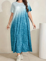 Ombre Print Short Sleeve Maxi Dress