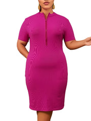 Y2K Mock Neck Ribbed Dress Slim Fit