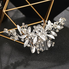 Silvery Crystal Flower Hair Comb Wedding Hair Accessories Bridal Tiara Headpiece