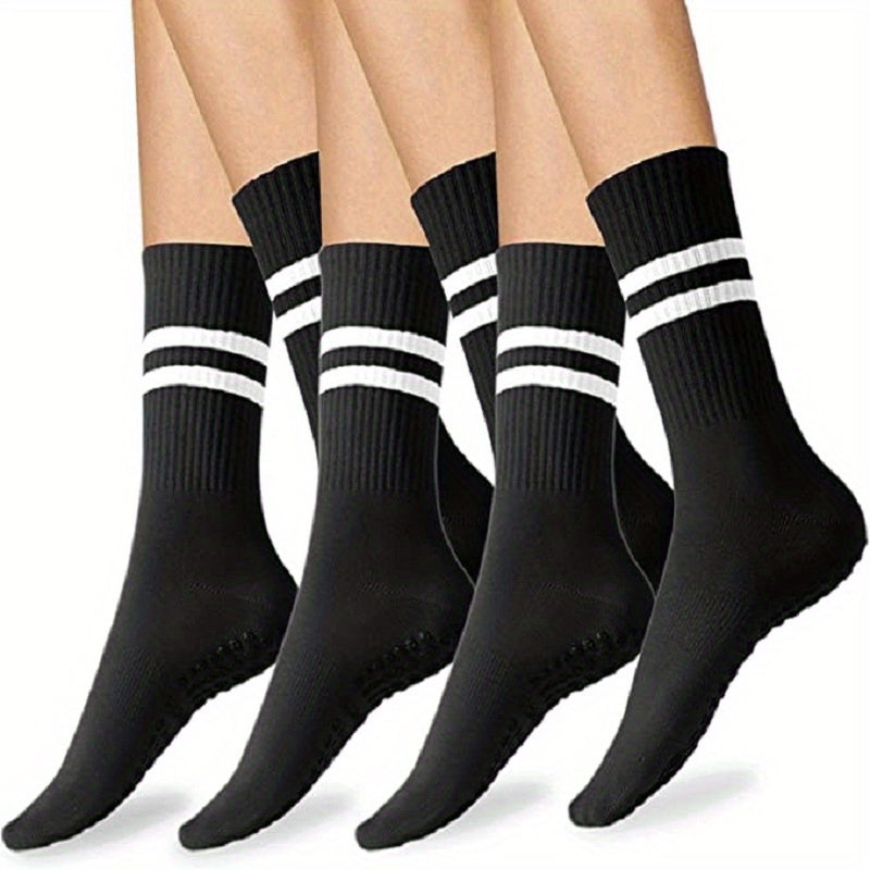 3 Pairs Non slip Yoga Socks With Grips Mid tube Socks Breathable & Comfortable