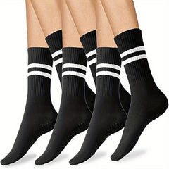 3 Pairs Non slip Yoga Socks With Grips Mid tube Socks Breathable & Comfortable