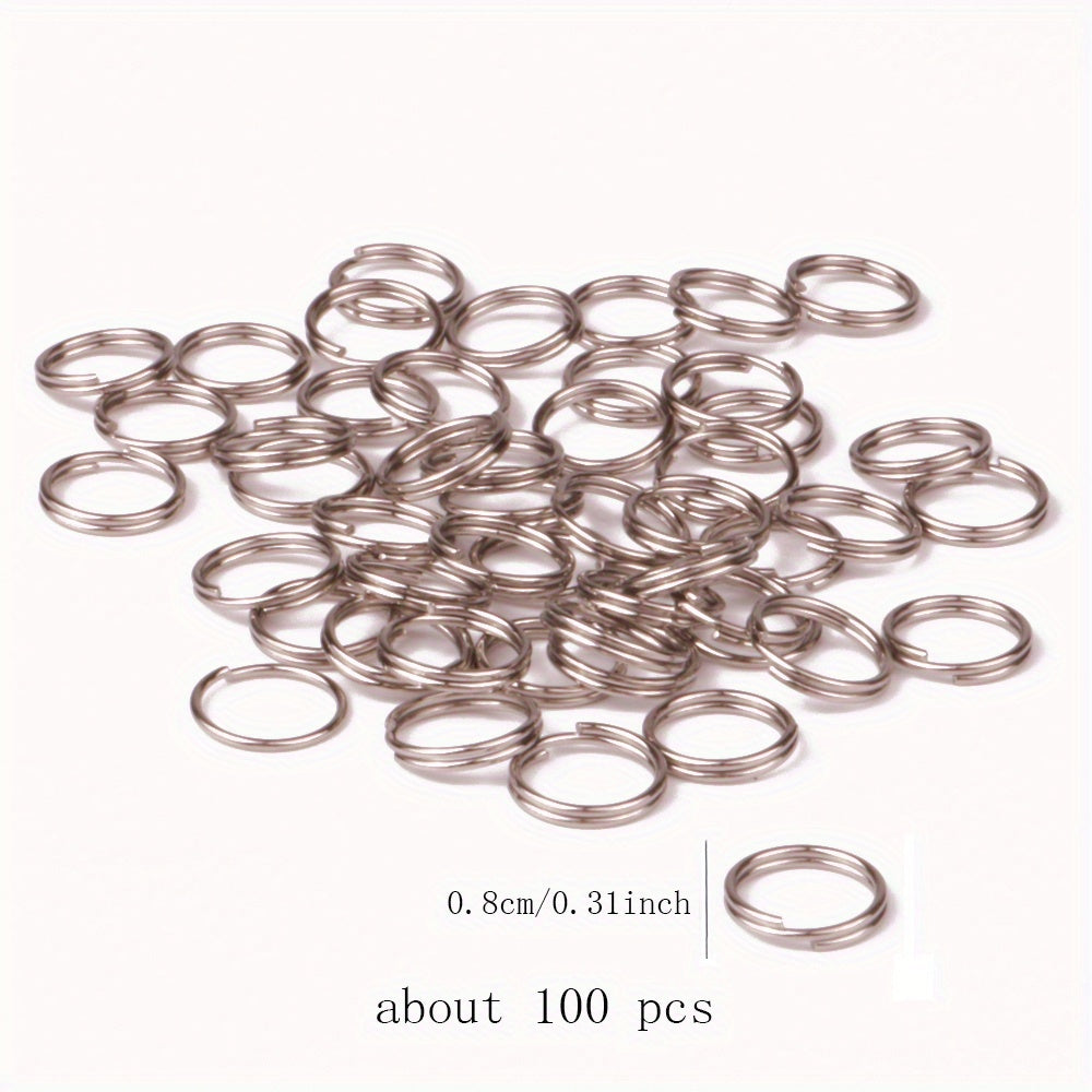 100pcs Stainless Steel Split Ring Double Ring Jump Ring Mini Connecting Key Ring