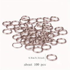 100pcs Stainless Steel Split Ring Double Ring Jump Ring Mini Connecting Key Ring