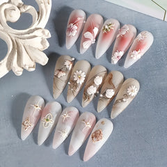 5D Tulip Flower Nail Stickers French Embossed Self Adhesive Heart Nail Art Decal