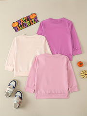 3pcs Toddler Girl Halloween Sweatshirts Comfy Long Sleeve Pullover Top