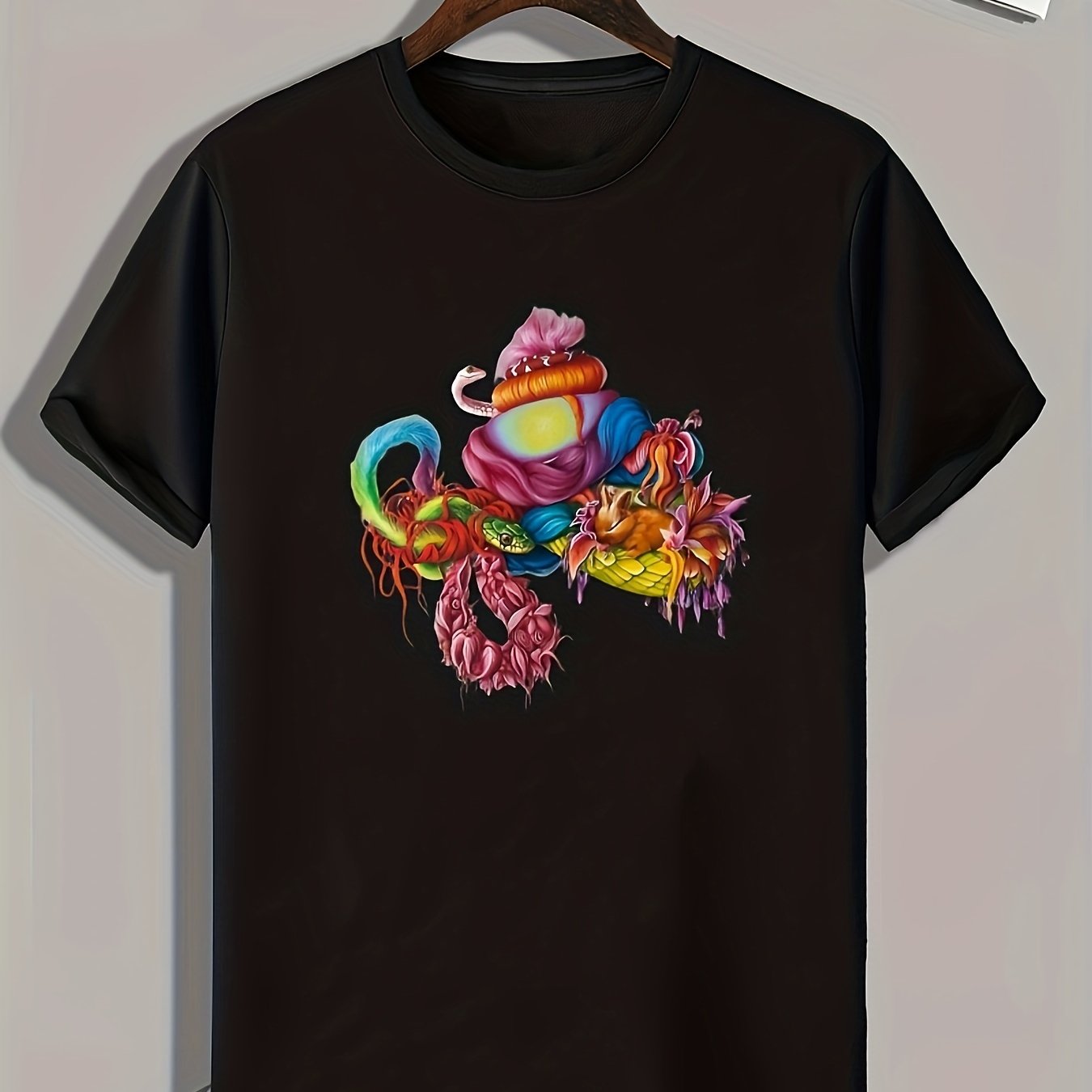 Snake & Other Animals Print Men's Graphic Tee for Summer