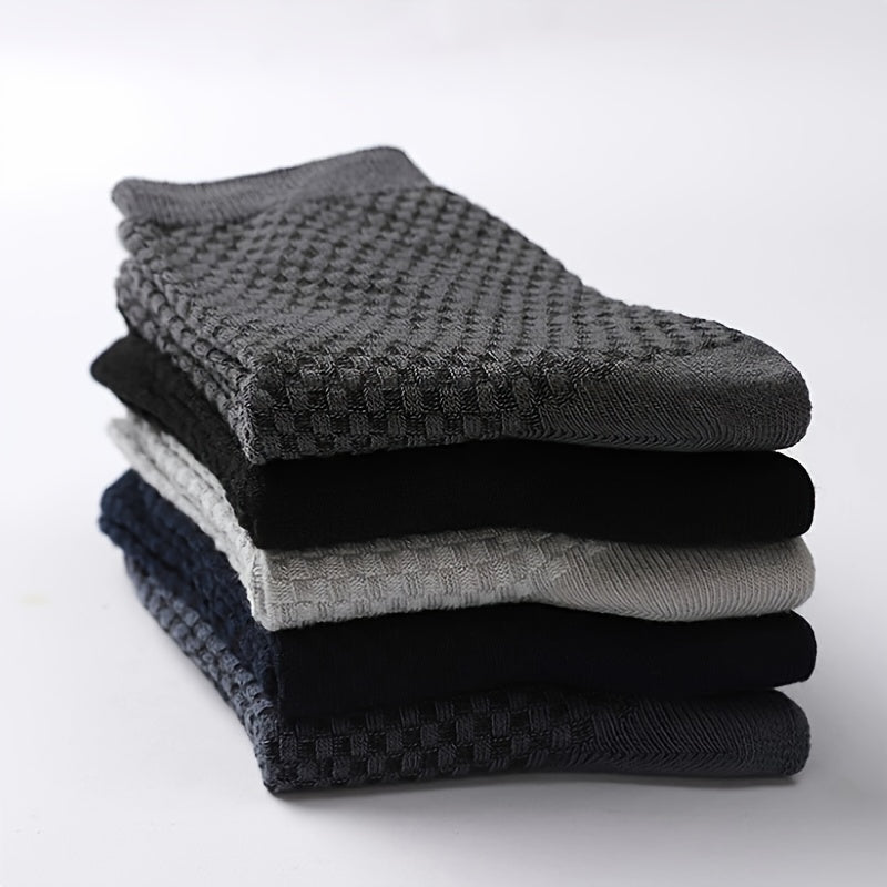 5Pairs Men's Vintage Crew Socks Breathable Deodorant Business Socks