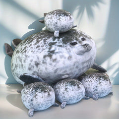 Ocean Park Big Seal Plush Doll with Four Pups Sea Lion