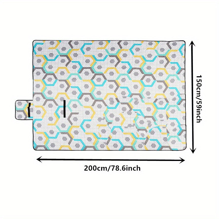 Portable Beach Blanket 3 Layers Sandproof Waterproof Mat Outdoor Geometry