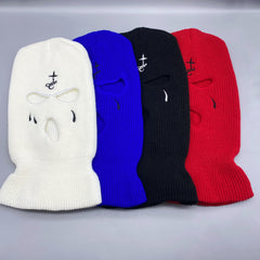 Funny Tear Embroidery Balaclava Y2K Ski Mask Anime Hip Hop Knit Hat