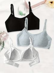 3pcs Girls Adjustable Straps Bra Soft Tube Underwear Teens Kids Clothes