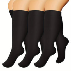 3 Pairs Plus Size Compression Socks 15-20 mmHg Wide Calf for Women & Men