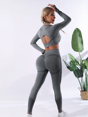 Women's Casual Sports Set Crop Top & High Waist Yoga Leggings