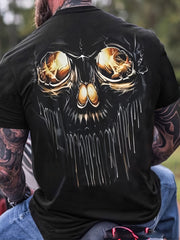 Skull 3d Pattern Print Men's Short Sleeve Comfy T-shirt Graphic Tee