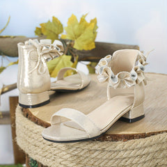 Girls Open Toe Chunky Heeled Sandals Breathable Non-slip Sandals