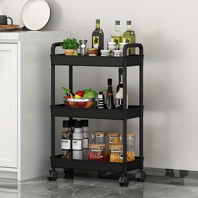 3 Tier Utility Cart Rolling Organization Cart Multifunctional Storage Shelves