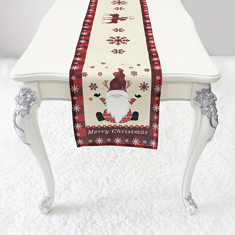 1pc Christmas Table Runner Merry Christmas Red Home Decor Polyester Table Runner