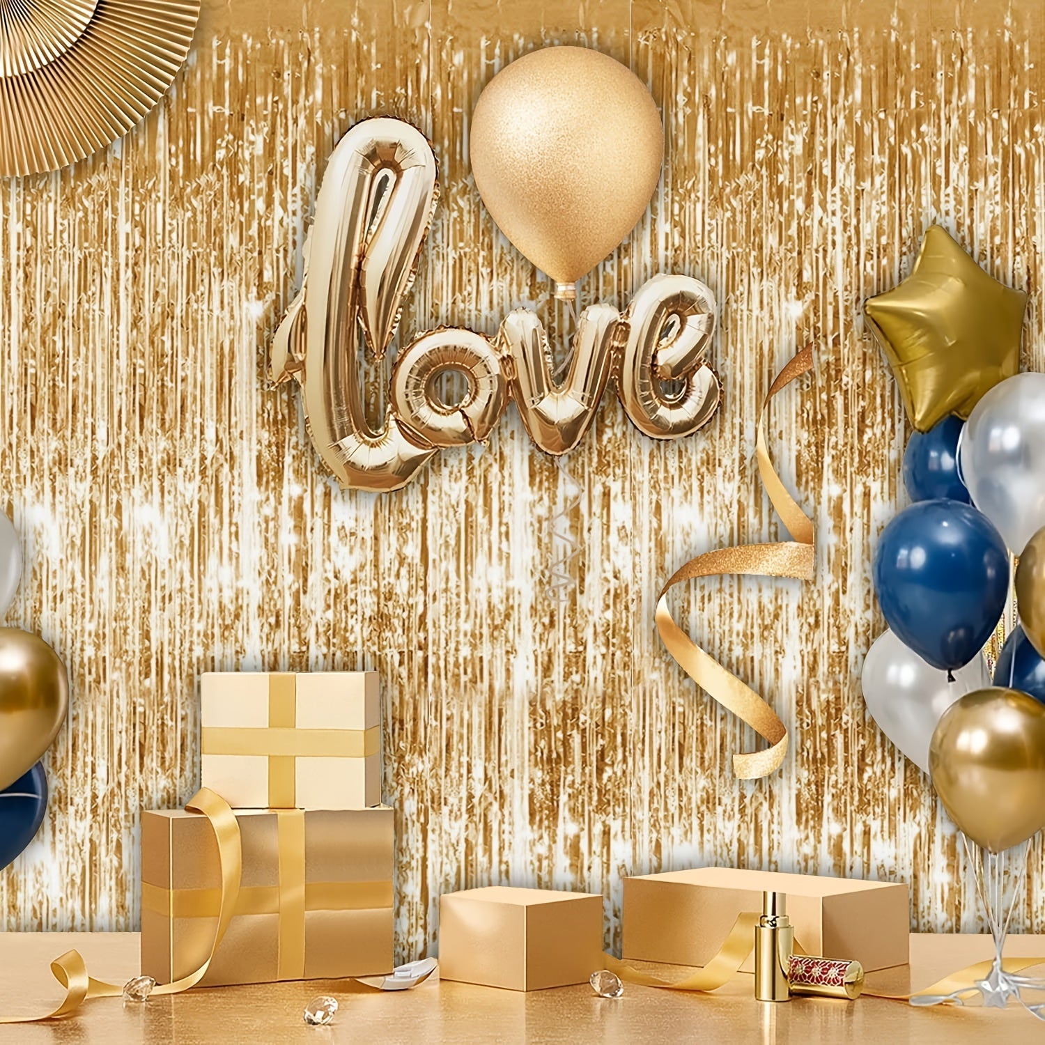 Golden Rain Curtain Wedding Decoration