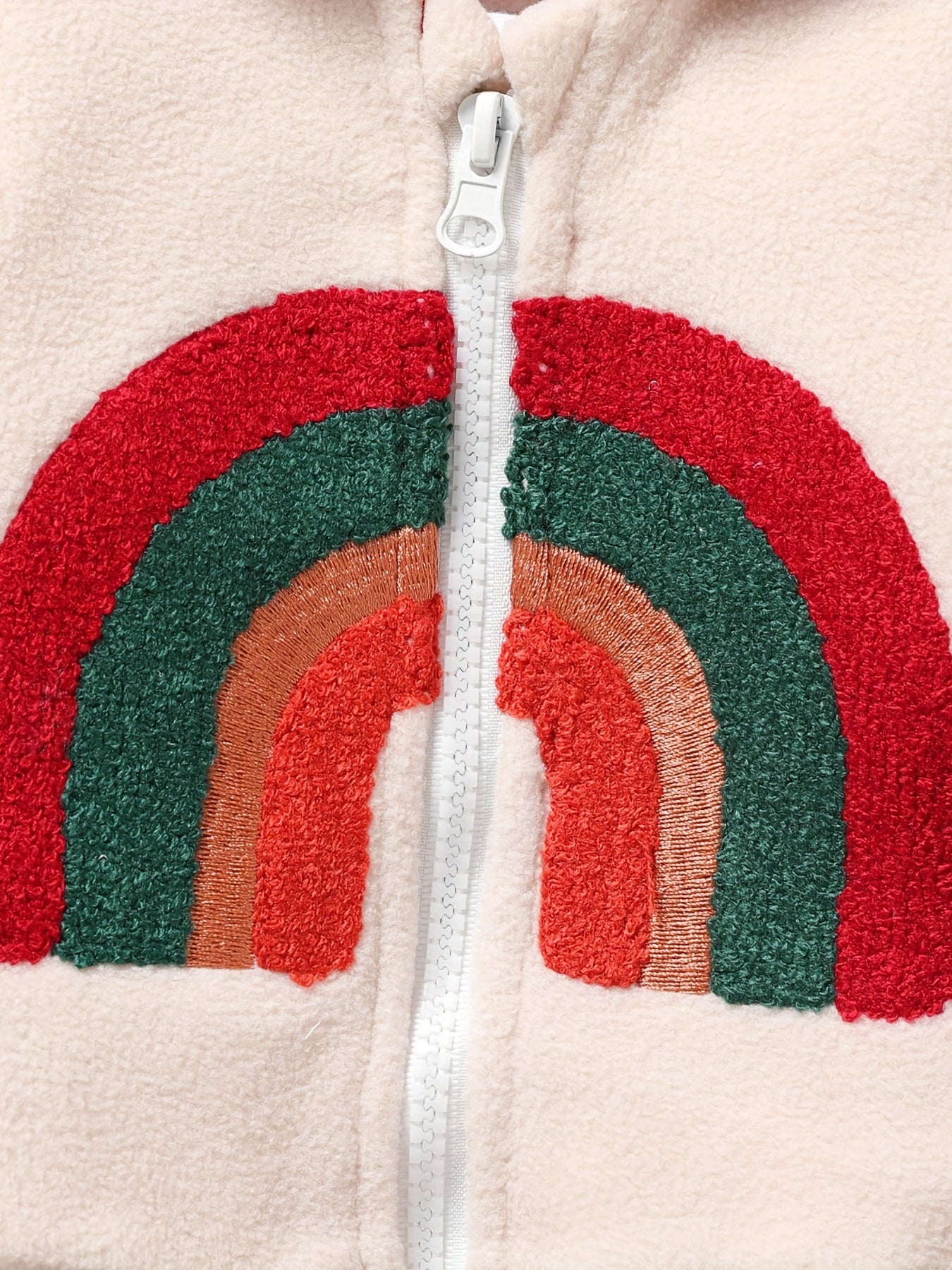 Baby Girl Hooded Rainbow Plush Jacket