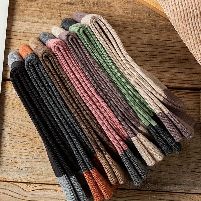 Colorblock Crew Socks Soft Mid Tube Women's Stockings