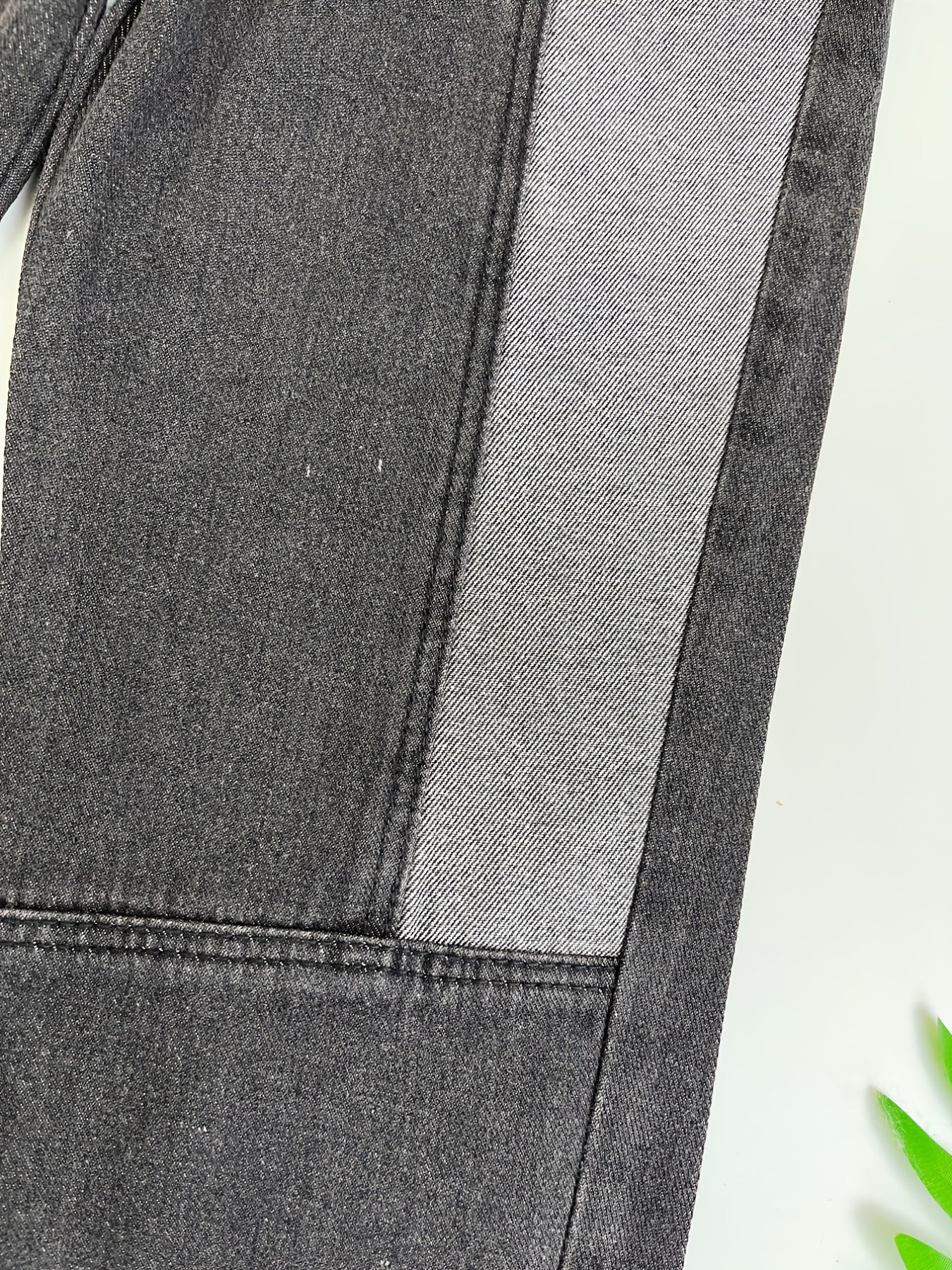 Boys Tapered Jeans Block Elastic Waist Denim Pants Kids Bottoms
