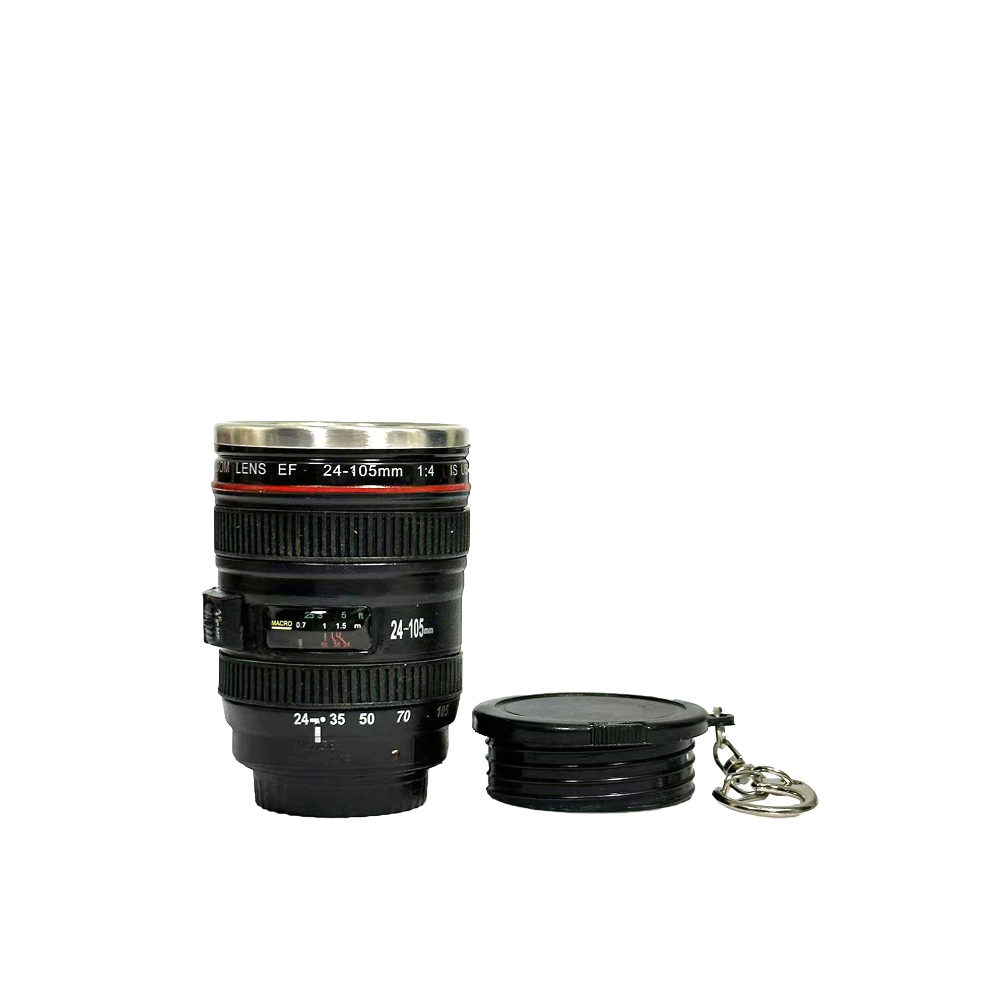 Camera Lens Cup 50ml Mini Coffee Mug Stainless Steel Double Wall with Chain