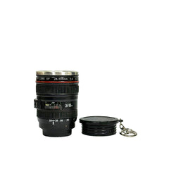 Camera Lens Cup 50ml Mini Coffee Mug Stainless Steel Double Wall with Chain