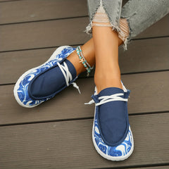 Women's Print Canvas Slip On Flat Sneakers