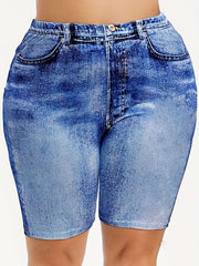Denim Print High Waist Leggings for Women