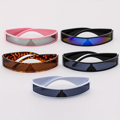 Y2K Wrap Around Sunglasses Futuristic Star Decor Glasses UV400