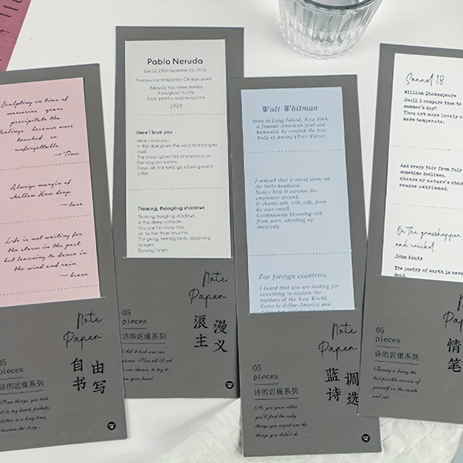 Note Paper Poetry's Tearable Journal Decorative Material Paper 5 Sheets