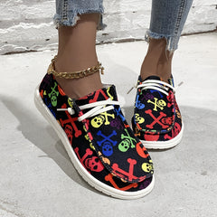 Women's Skull Pattern Slip-On Canvas Shoes
