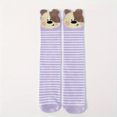 Teen's Animal Pattern Striped Knee High Socks - Comfy Long Stockings