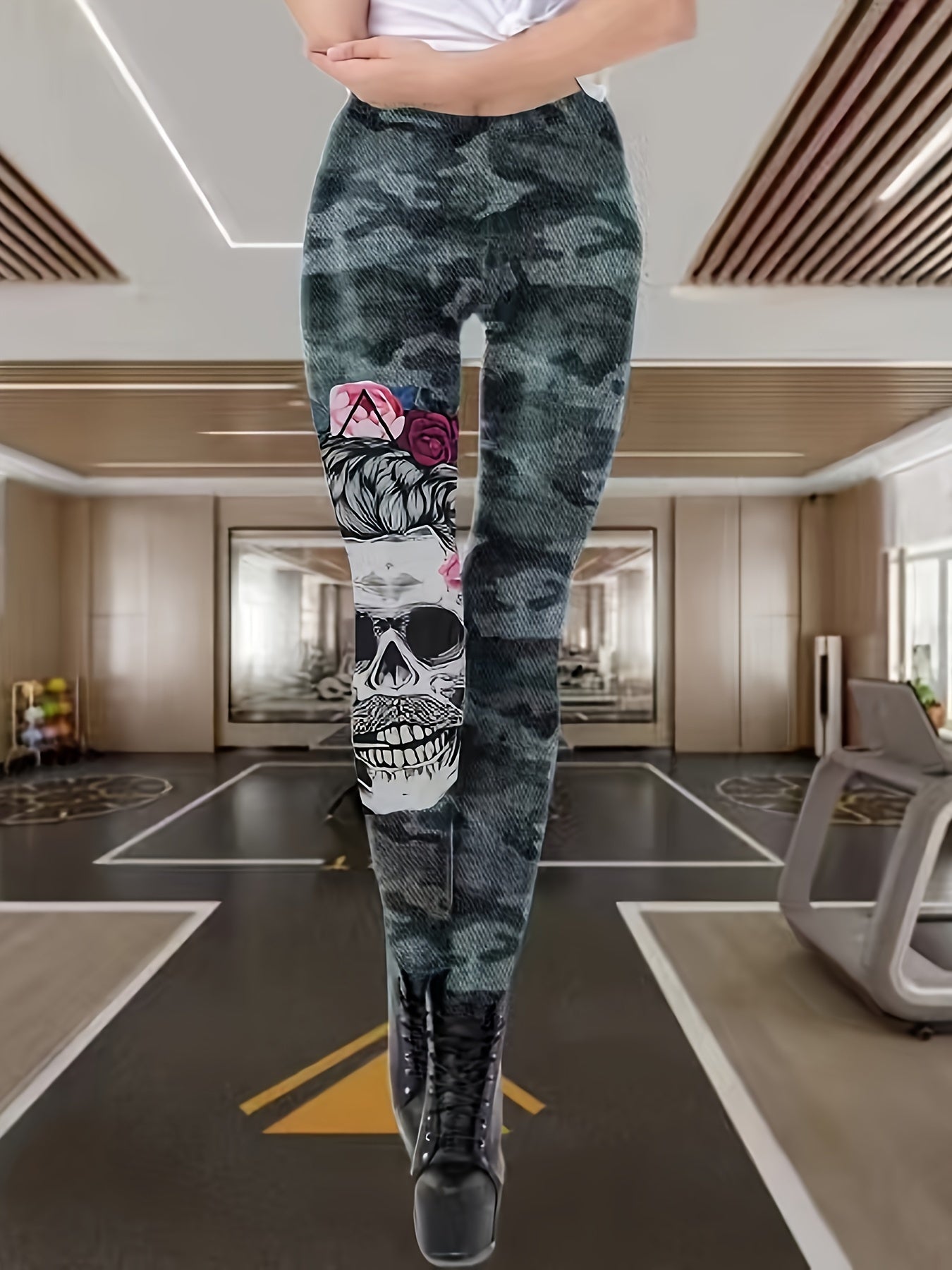 Skull Pattern Yoga Pants High Stretch Halloween Leggings