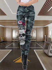 Skull Pattern Yoga Pants High Stretch Halloween Leggings