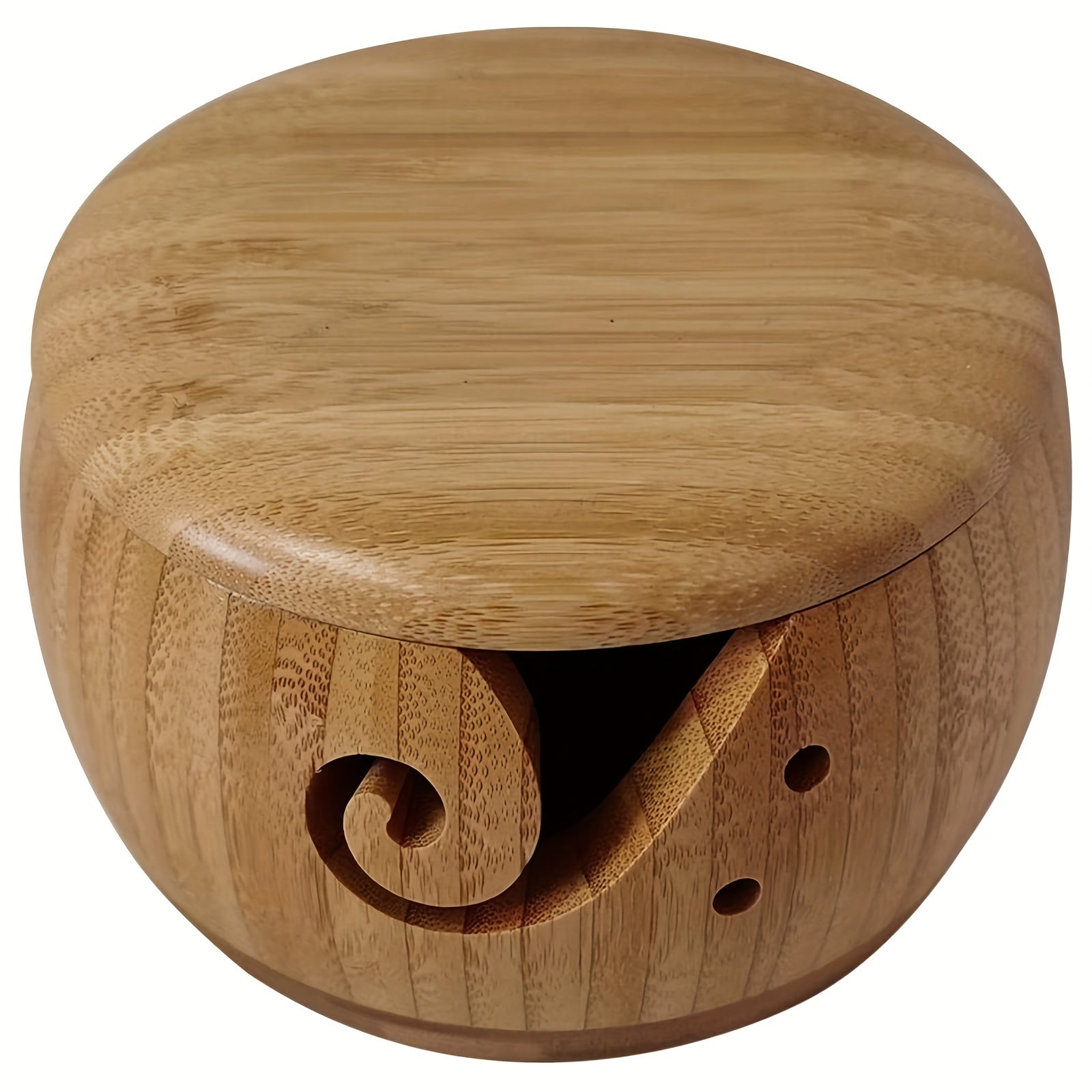 Bamboo Yarn Bowl With Lid Wood Knitting Bowl DIY Embroidery Crocheting Storage