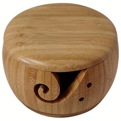 Bamboo Yarn Bowl With Lid Wood Knitting Bowl DIY Embroidery Crocheting Storage