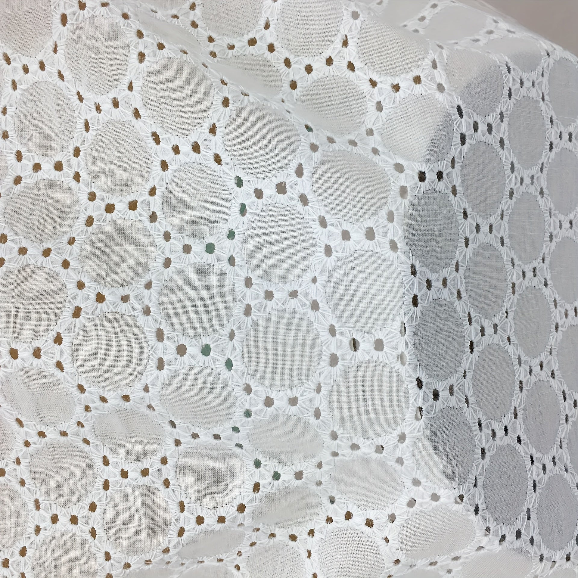 1pc Cotton Hollow Lace Wedding Dress Fabric Pure Embroidered Cloth 1m