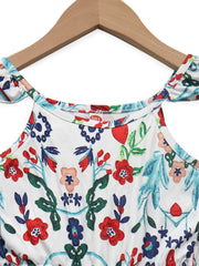 Toddler Girls Flowers Ruffle Trim Rompers Jumpsuits