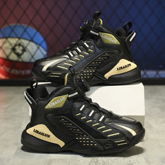 Boy's Basketball Shoes With Rotating Buckle Comfy Non Slip
