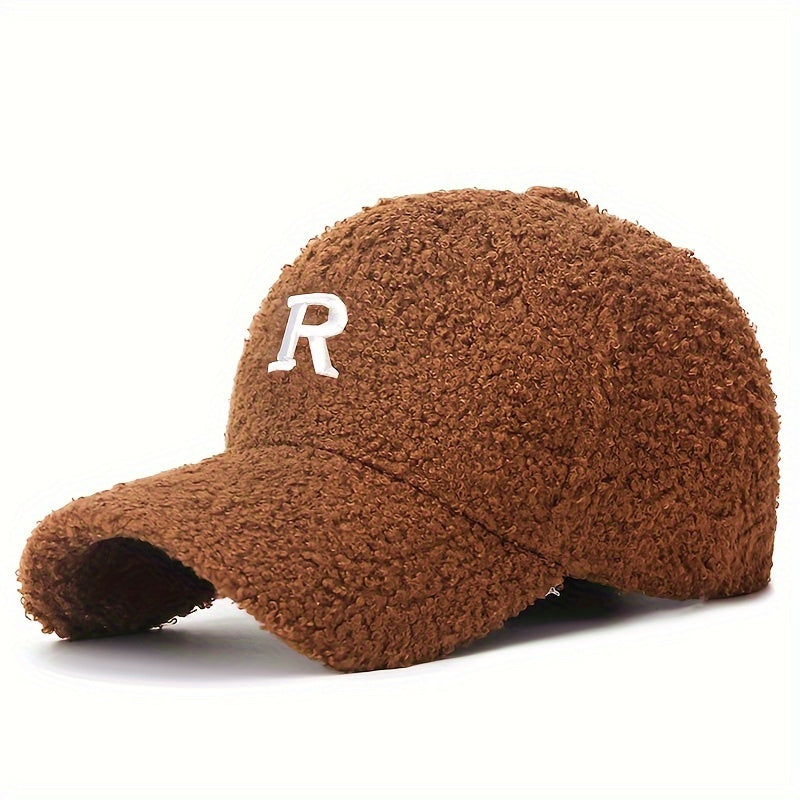 Winter Embroidery Letter Baseball Hat Warm Outdoor Cap