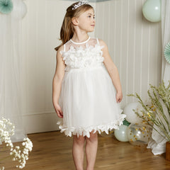 Flower Girl Mesh Midi Tutu Dress for Wedding Party