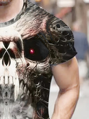 Terrifying Skull Pattern Men's Short Sleeve T-shirt Graphic Tee