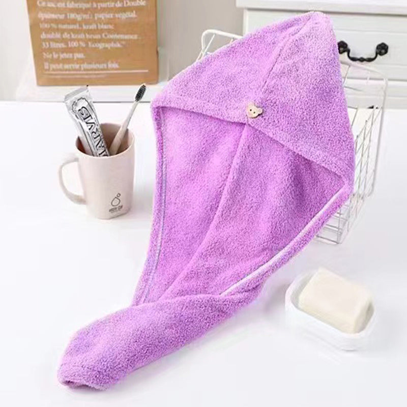 Soft Coral Fleece Hair Drying Towel Cap Easy Absorbent