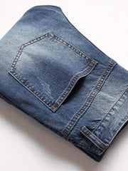 Slim Fit Ripped Jeans Men's Casual Distressed Denim Pants Spring Summer