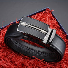 High End Men's Leather Business Belt with Automatic Buckle